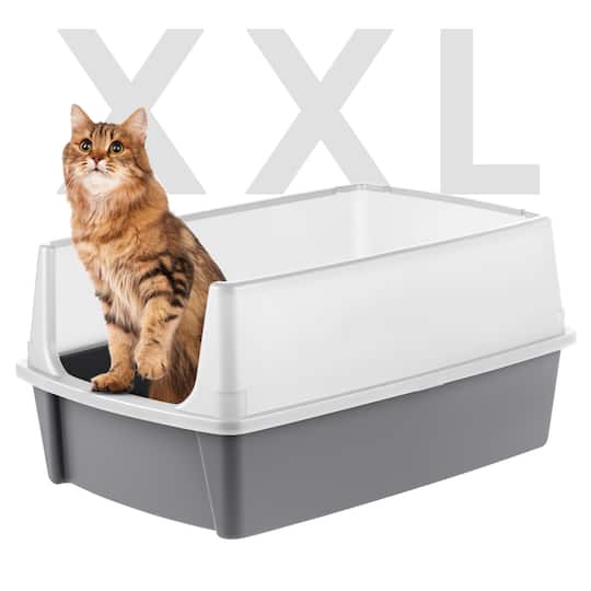 Iris® Open Top Cat Litter Box, Gray